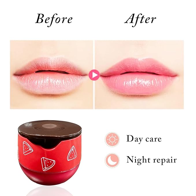 1 PCS Bee Lip Balm Honey Pot, Moisturizing Watermelon Sleeping Lip Balm Lip Mask Overnight, Hydrate Lip Repair Prevent Dry and Cracked Lip Care, Nourishes the Lip Skin, Reduces Lip Lines-VeraVaultWomen