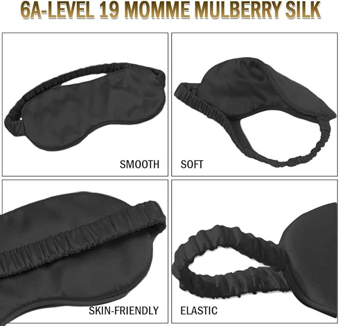 100% Natural Mulberry Soft Silk Sleep Mask, Light Blocking Eye Masks For Sleep, Night Blindfold Eye Mask Cover For Men And Women, Sleeping Night Mask For Travel (Pink)-VeraVaultWomen