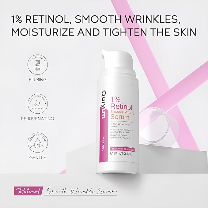 1% Retinol Serum for Face, Facial Serums for Anti Aging with Retinol, Niacinamide & Vitamin E for Fine Lines, Wrinkles & Dark Spots, Daily Skincare to Smooth & Firm Skin, 1.06 fl. oz, Pack of 2-VeraVaultWomen
