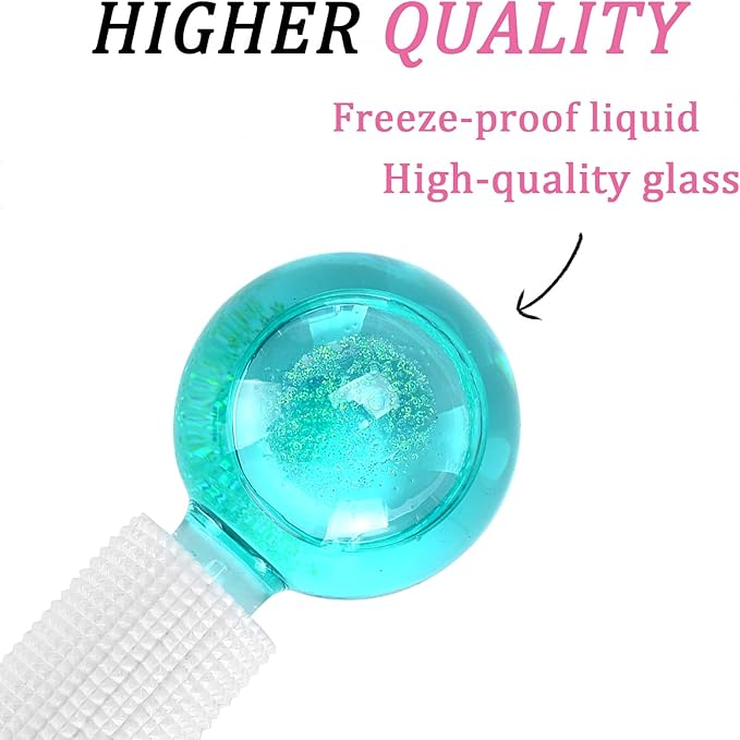 Ice Globes for Facials- Freezer Free Face Rollers with Essence for Daily Beauty Routines, Skin Massagers Globes Durable Quartz Glass for Reduce Puffiness Skin Cooling (Update Green)-VeraVaultWomen