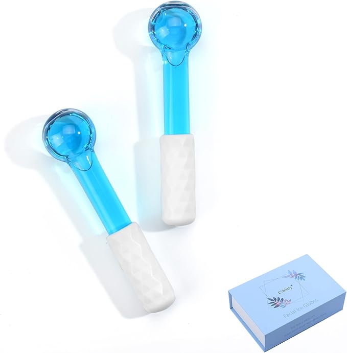 ICE GLOBES SMALL BALLS for Eyes, 2 PCS Blue Facial Globes for Massage Tool, Facial Roller Cold Skin Massagers, Tighten Skin, Reduce Puffiness and Dark Circles, Enhance Circulation-VeraVaultWomen