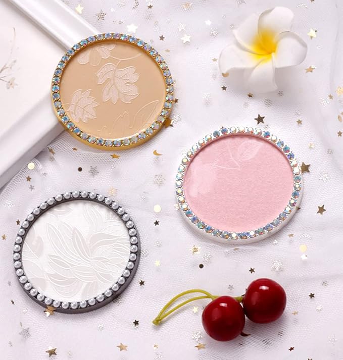 1 Pc Resin Nail Art Palette Nail Art Display Holder Round Inlay Rhinestone Makeup Palette Nail Painting Palette Gel Polish Colors Mixing Pallet (White)-VeraVaultWomen