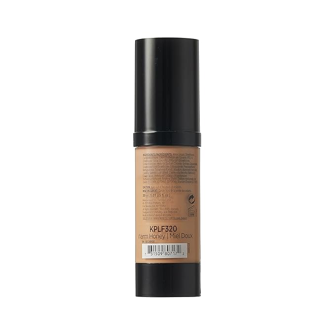 Kiss New York Professional Liquid Foundation - Lightweight and Hydrating Formula, Natural Finish, Control Shine, Cover Pores, Medium to Full Coverage, Green Tea Extract (Warm Honey)-VeraVaultWomen