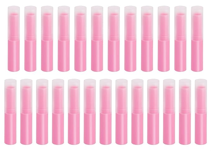 0.14oz Empty Flavored Lip Balm Container Tubes Plastic Homemade Moisturizing Lip Stick with Caps Bulk Fit for Women Adult DIY Making Supplies, 25 Count (Rose Pink)-VeraVaultWomen