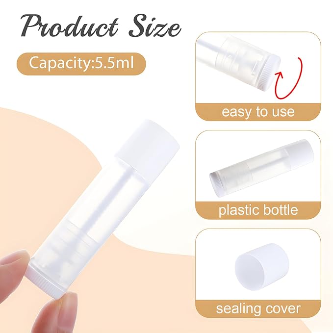 100 Pcs 5.5ml Bulk Empty Lip Balm Tubes Refillable Plastic Lip Gloss Container Travel Lipstick Tubes Chapstick Tubes Holder For DIY Homemade Lip Balm (clear)-VeraVaultWomen