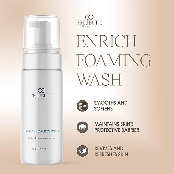 Project E Beauty Enrich Foaming Wash Gentle Cleansing | Moisturizing Daily Face Cleanser | Removes Dirt & Excess Oil | Brightens Skin | Hydrating Formulation | Clear & Smooth Skin | 150ml-VeraVaultWomen