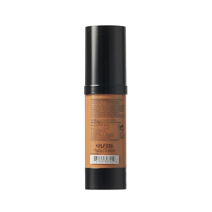 Kiss New York Professional Liquid Foundation - Lightweight and Hydrating Formula, Natural Finish, Control Shine, Cover Pores, Medium to Full Coverage, Green Tea Extract (Maple)-VeraVaultWomen
