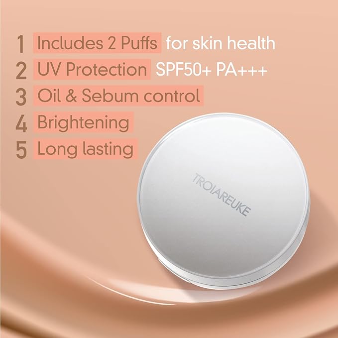 TROIAREUKE A+ Cushion Foundation (Shade 23) I Natural Coverage Foundation Makeup, Moisturizing Finish for Sensitive, Oily, Combination Skin, Skin Care Cushion I Korean Aesthetic Makeup-VeraVaultWomen