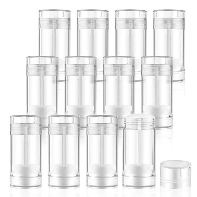 12 Pieces 15g Clear Plastic Deodorant Containers,Empty 1/2 oz Travel Lip Balm Tubes,Refillable Twist-UP Solid Perfume Tubes,Lipstick Tubes for DIY-VeraVaultWomen