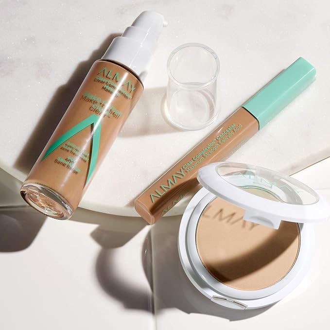 Almay Clear Complexion Makeup, Matte Finish Liquid Foundation with Salicylic Acid, Hypoallergenic, Cruelty Free, -Fragrance Free, Dermatologist Tested, 710 Natural Tan, 1.0 oz-VeraVaultWomen