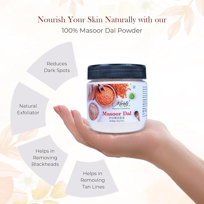 100% Natural Masoor Dal Powder | (3.5 Oz) Organic Lentils Powder for Face & Skin | Red Lentils Powder for Natural Face Pack | Dried Masoor Dal Cleansing Powder & Skin Brightener for Face-VeraVaultWomen