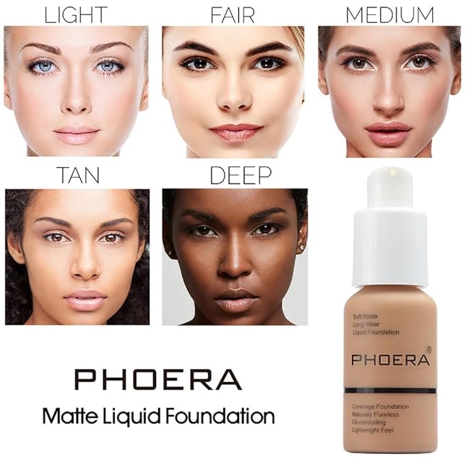 2 Pack PHOERA Foundation,Matte Oil Control Concealer Foundation Cream,PHOERA Long Lasting Waterproof Matte Liquid Foundation for Women Girls (104 Buff Beige+105 Sand)-VeraVaultWomen