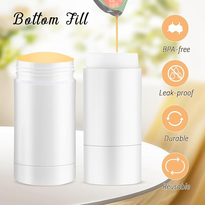12 Pieces 15g White Plastic Deodorant Containers,Empty 1/2 oz Travel Lip Balm Tubes,Refillable Twist-UP Solid Perfume Tubes,Lipstick Tubes for DIY-VeraVaultWomen