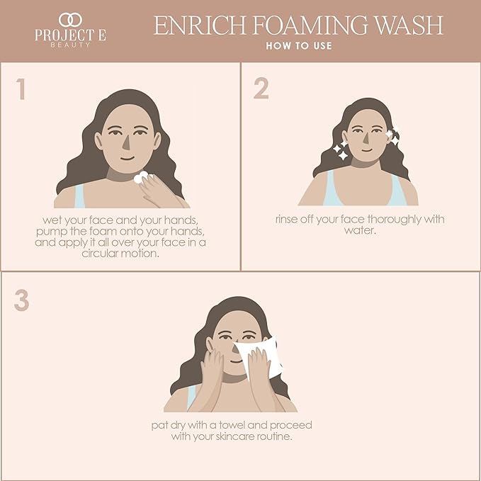 Project E Beauty Enrich Foaming Wash Gentle Cleansing | Moisturizing Daily Face Cleanser | Removes Dirt & Excess Oil | Brightens Skin | Hydrating Formulation | Clear & Smooth Skin | 150ml-VeraVaultWomen