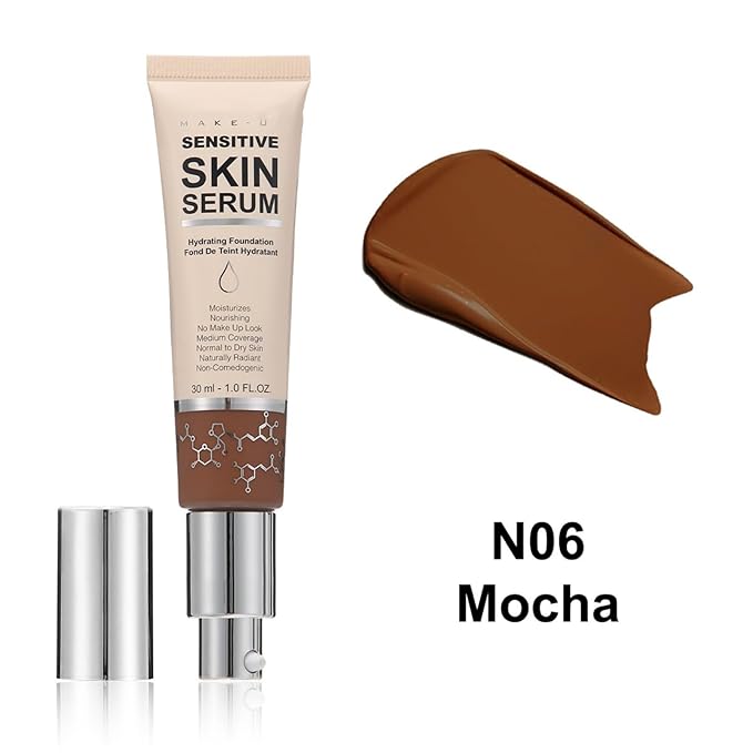 MAEPEOR Hydrating Foundation 6 Colors Full Coverage Liquid Foundation Naturally Mattle Oil-Control Foundation for All Skin Tone (06 Mocha)-VeraVaultWomen