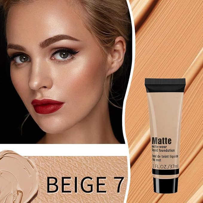 1 Pack Liquid Foundation Cream for Face Makeup,Durable Full Coverage Matte Concealer Make Up,Oil Control & Waterproof Base Primer -1 Fl.Oz-BEIGE 6#-VeraVaultWomen