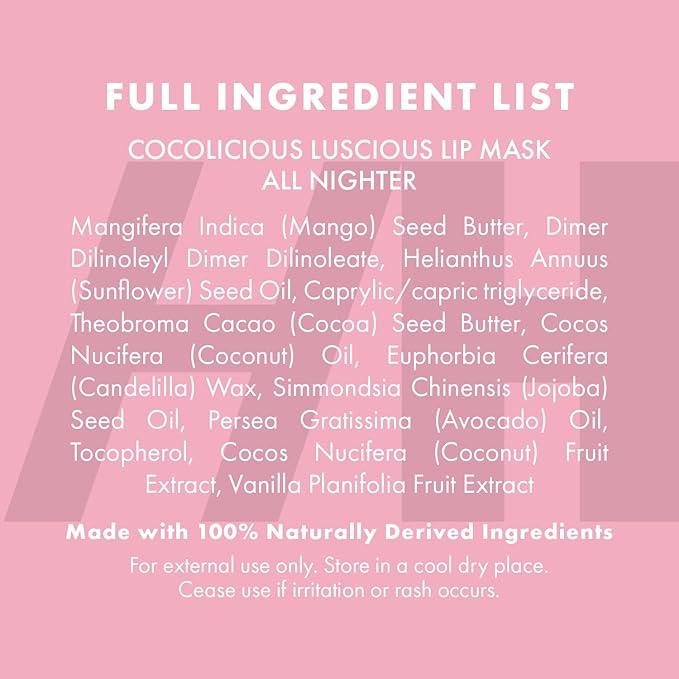 100% Natural Lip Butter Sleeping Lip Mask, Overnight Lip Moisturizer and Conditioner for Dry Lips. Intensive Lip Balm and Lip Therapy Skin Care with Mango butter (Original All Nighter)-VeraVaultWomen