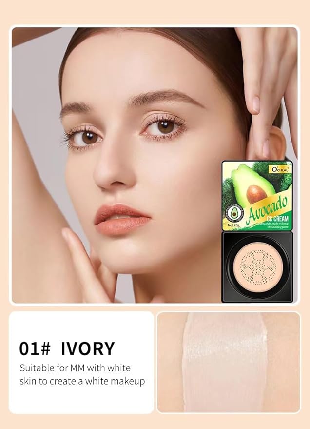 Mushroom Head Air Cushion BB Cream Foundation Cream for Face Makeup Concealer Cushion for Face Comestics Make Up Cushion Compact Ivory-VeraVaultWomen
