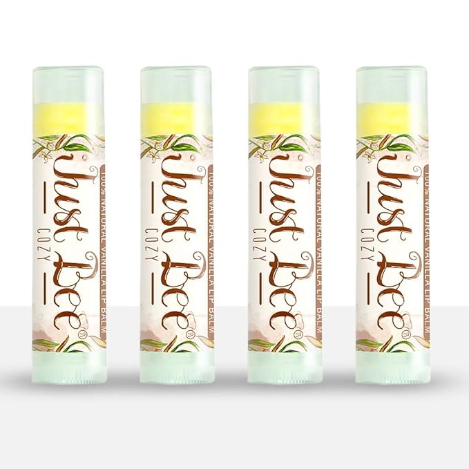 100% Natural Beeswax Lip Balm with Organic Oils (Cozy Vanilla, 4 pack)-VeraVaultWomen