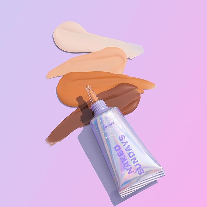 Naked Sundays BeautyScreen™ SPF 50 Mineral Peptide Foundation Tint – 2-in-1 Skin Tint & Mineral Sunscreen | Radiant, Buildable Coverage, Acne-Safe, Infused with Peptides (3 Warm Honey, 1.01 oz)-VeraVaultWomen