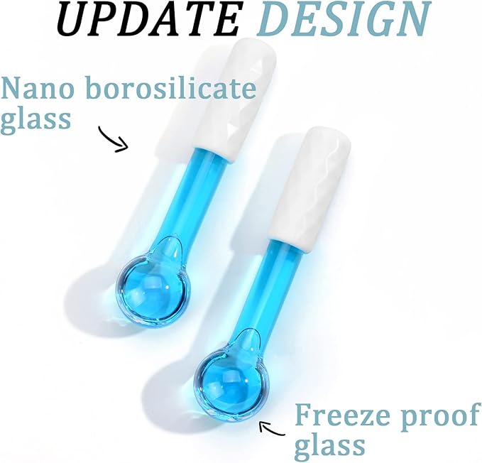 ICE GLOBES SMALL BALLS for Eyes, 2 PCS Blue Facial Globes for Massage Tool, Facial Roller Cold Skin Massagers, Tighten Skin, Reduce Puffiness and Dark Circles, Enhance Circulation-VeraVaultWomen