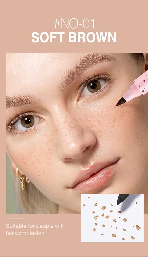 Freckle Pen Faux Freckle Pen Colour Pop Freckle Pen Supernaturally Realistic Freckles Makeup Brush Fantastic Freckles Pen Long-lasting Waterproof Soft-point Absorbent Pen For a Natural and Easy Makeup Look (Double)-VeraVaultWomen