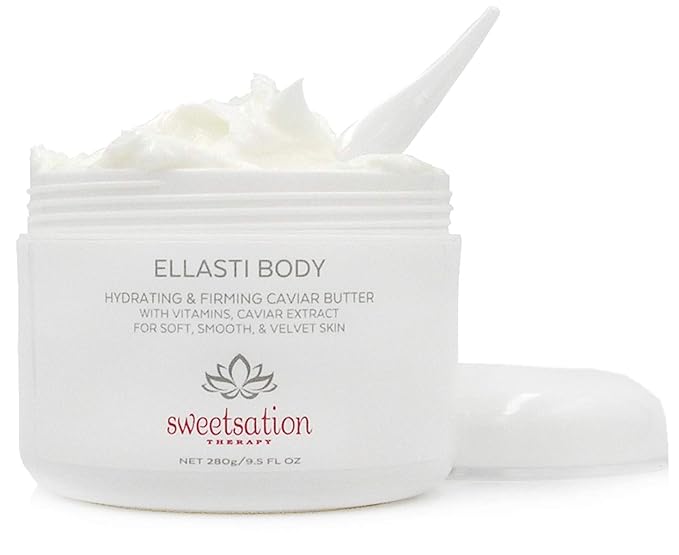 / YUNASENCE ELLASTIBODY Hydrating Firming Caviar Butter Moisturizing Cream, with Caviar Extract, Vitamin E, Reishi, Avocado & Green Tea. 9.5oz. For soft, comforted skin.