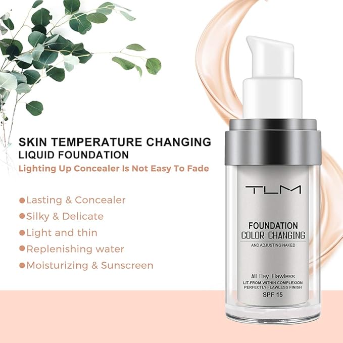 Color Changing Foundation, 2 Pack, Liquid, Moisturizing, Sunscreen, 30ml-VeraVaultWomen