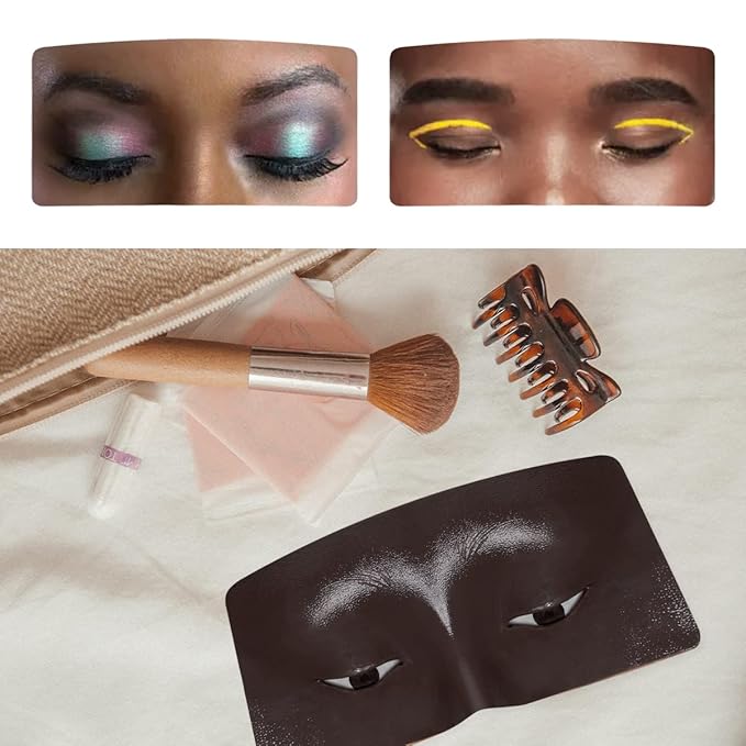 Makeup Mannequin Face, 3D Silicone Makeup Practice Face/Makeup Mannequin Face, Come with Makeup Brush, Makeup Removal, Cleanser&a Velour Bag, for Professional Makeup Artists/Beginners-VeraVaultWomen