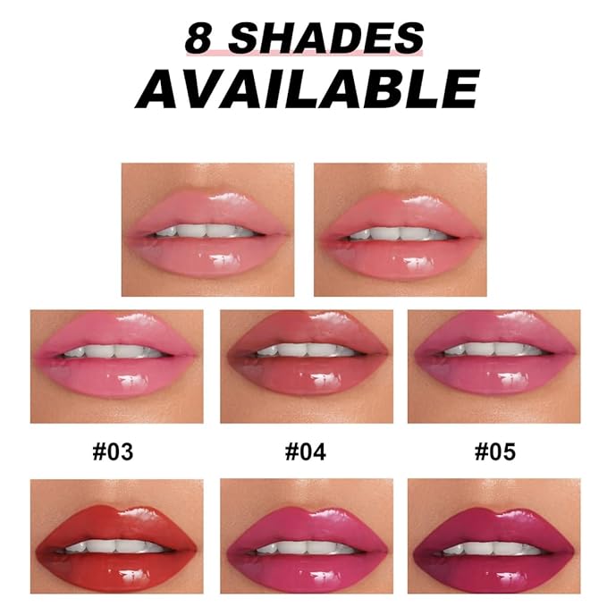 MAEPEOR Nourishing Lip Balm 8 Colors Smooth Moisturizing Lip Glow Gloss Non-Sticky and Long-lasting Hydrating Jelly Lip Balm for Women and Girls (Color 04)-VeraVaultWomen