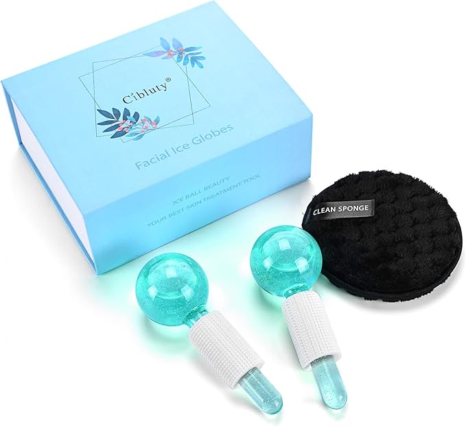 Ice Globes for Facials- Freezer Free Face Rollers with Essence for Daily Beauty Routines, Skin Massagers Globes Durable Quartz Glass for Reduce Puffiness Skin Cooling (Update Green)-VeraVaultWomen