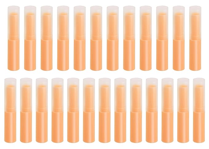 0.14oz Empty Flavored Lip Balm Container Tubes Plastic Homemade Moisturizing Lip Stick with Caps Bulk Fit for Women Adult DIY Making Supplies, 25 Count (Orange)-VeraVaultWomen