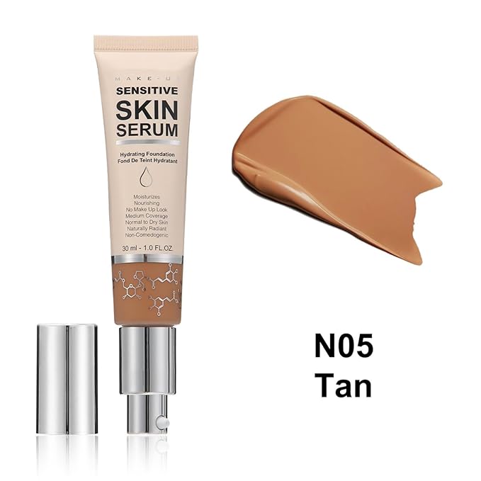 MAEPEOR Hydrating Foundation 6 Colors Full Coverage Liquid Foundation Naturally Mattle Oil-Control Foundation for All Skin Tone (05 Tan)-VeraVaultWomen