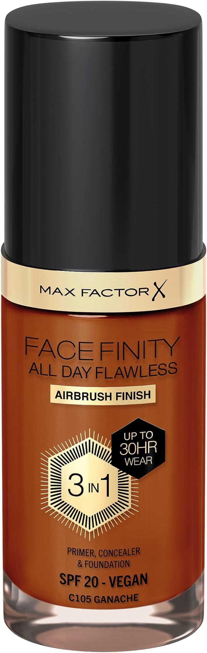 Max Factor Facefinity 3-in-1 All Day Flawless Foundation, SPF 20, Ganache, 30ml-VeraVaultWomen