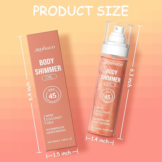 Broad Spectrum SPF 50 Sheer Body Sunscreen Setting Mist Sunscreen Body Glow Oil Spray for Face & Body with Gold Mica Sun-kissed Glow Skin Illuminator Hydrating Non-Greasy (A)-VeraVaultWomen