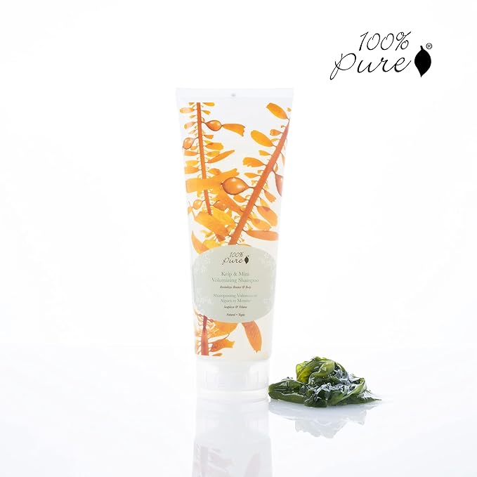 100% PURE Kelp & Mint Volumizing Shampoo Purifying Hydration & Deep Detox - Botanical Body Boost for Dry, Damaged Thinning Hair, Promotes Healthy Growth for Women & Men - Sulfate Free - 8 Fl Oz-VeraVaultWomen