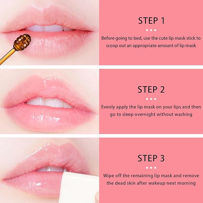 1 PCS Bee Lip Balm Honey Pot, Moisturizing Watermelon Sleeping Lip Balm Lip Mask Overnight, Hydrate Lip Repair Prevent Dry and Cracked Lip Care, Nourishes the Lip Skin, Reduces Lip Lines-VeraVaultWomen