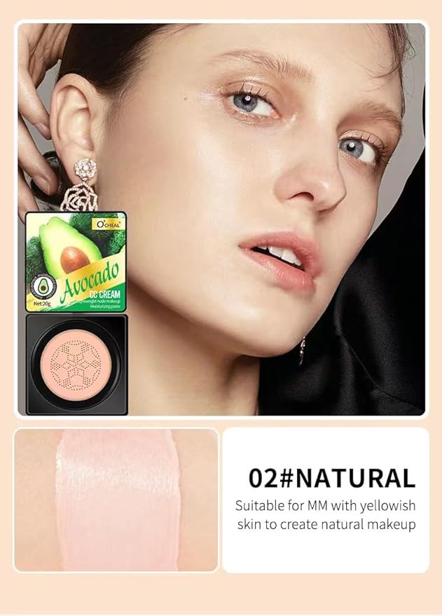 Mushroom Head Air Cushion BB Cream Foundation Cream for Face Makeup Concealer Cushion for Face Comestics Make Up Cushion Compact Ivory-VeraVaultWomen