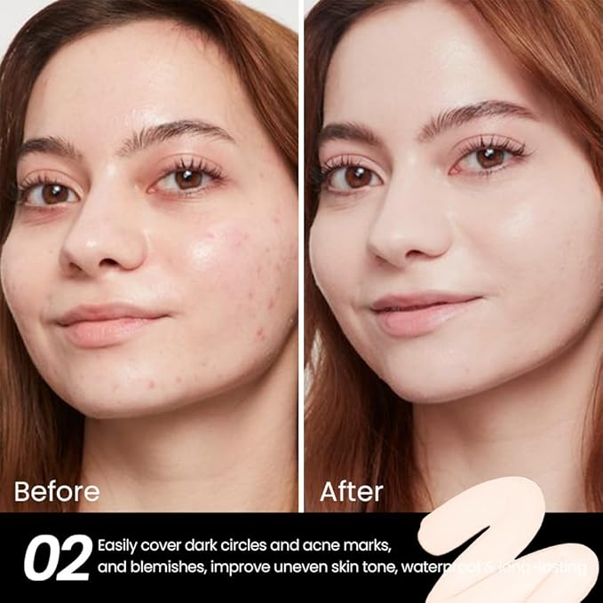 1 Pack Liquid Foundation Cream for Face Makeup,Durable Full Coverage Matte Concealer Make Up,Oil Control & Waterproof Base Primer -0.35 Fl.Oz (02#)-VeraVaultWomen