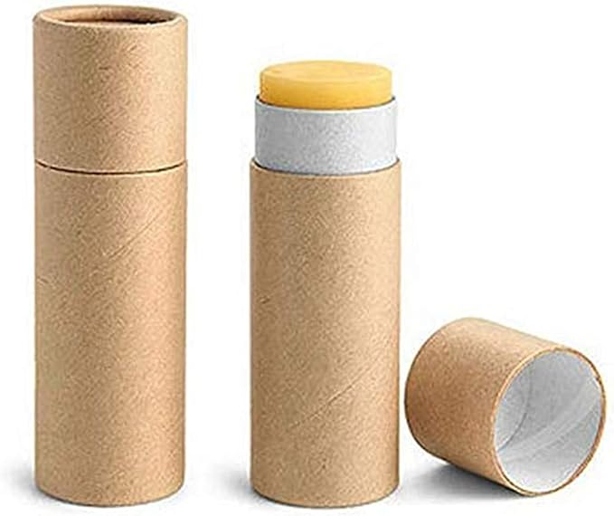 10 Pcs 2 Oz Paperboard Lip Balm Tubes Cardboard Tubes Empty DIY Lipstick Tube Refillable Lip Gloss Container Solid Perfume Tubes 60g Chapstick Container for Cosmetic Samples Deodorant(Brown)-VeraVaultWomen