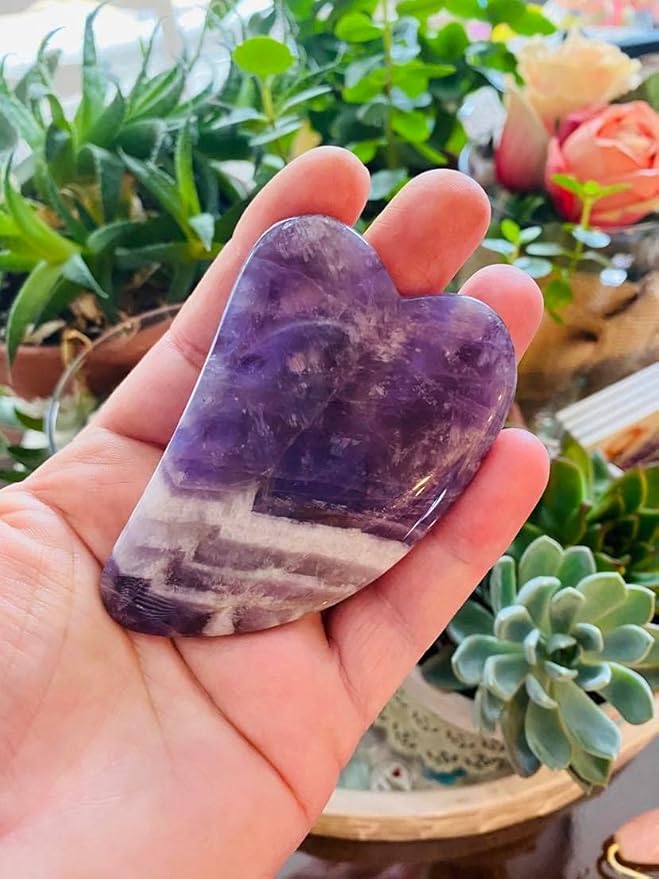 100% Authentic Amethyst Mother's day Gift Set Amethyst Eye Mask Amethyst Jade Roller & Gua Sha Set Facial Mask Instant Puffiness promote relaxation and relief stress.-VeraVaultWomen
