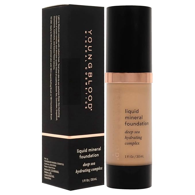 Youngblood Liquid Mineral Foundation, Sun Kissed | Lightweight, Dewy Full Coverage Makeup for Dry Skin | Poreless, Flawless Tinted Glow | Vegan, Cruelty Free, Gluten-Free-VeraVaultWomen