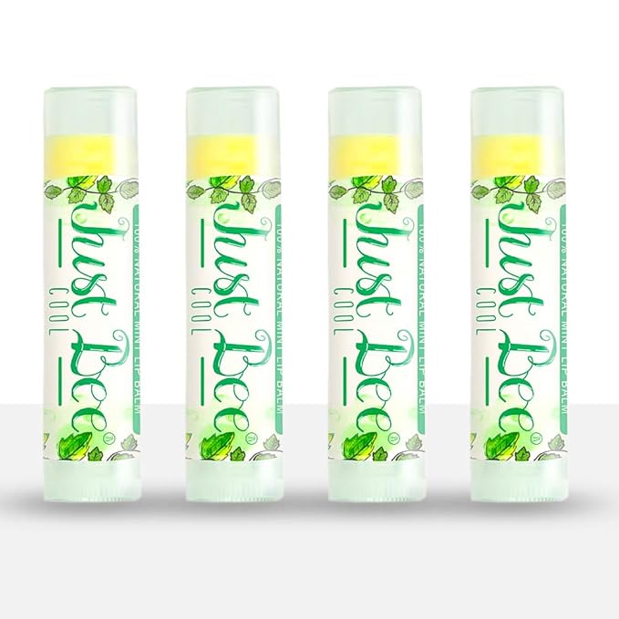 100% Natural Beeswax Lip Balm with Organic Oils (Cool Peppermint, 4 pack)-VeraVaultWomen
