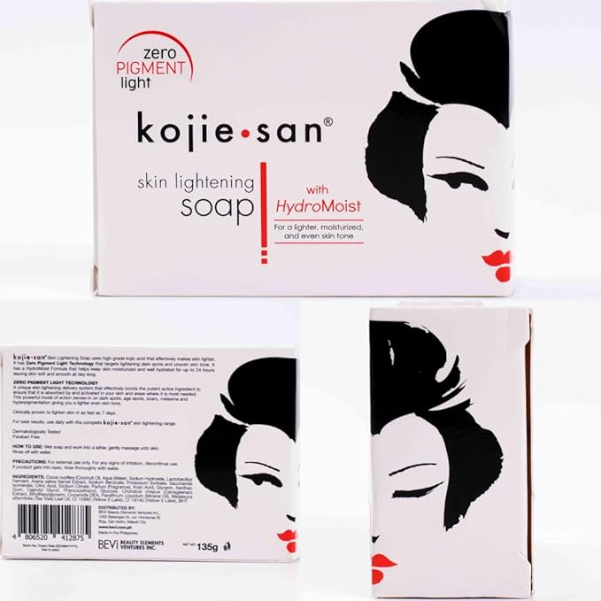 Kojie San Face & Body Skin Brightening Shower 9pc Set - the Original Kojic Acid Soap that Helps Reduce Dark Spots 6 x 135g Bars, Soap Dish and Facial Cleansing Brush…-VeraVaultWomen