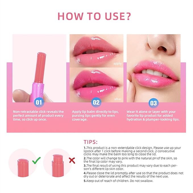 MAEPEOR Tinted Lip Balm 6 Colors Moisturizing Lip Balm Hydrating Changing Lip Gloss for Lip Care and Dry Lip (04 Kiwifruit)-VeraVaultWomen