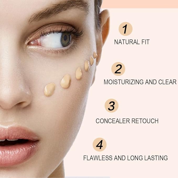1 Pack Liquid Foundation Cream for Face Makeup,Durable Full Coverage Matte Concealer Make Up,Oil Control & Waterproof Base Primer -1 Fl.Oz (BEIGE 3#)-VeraVaultWomen
