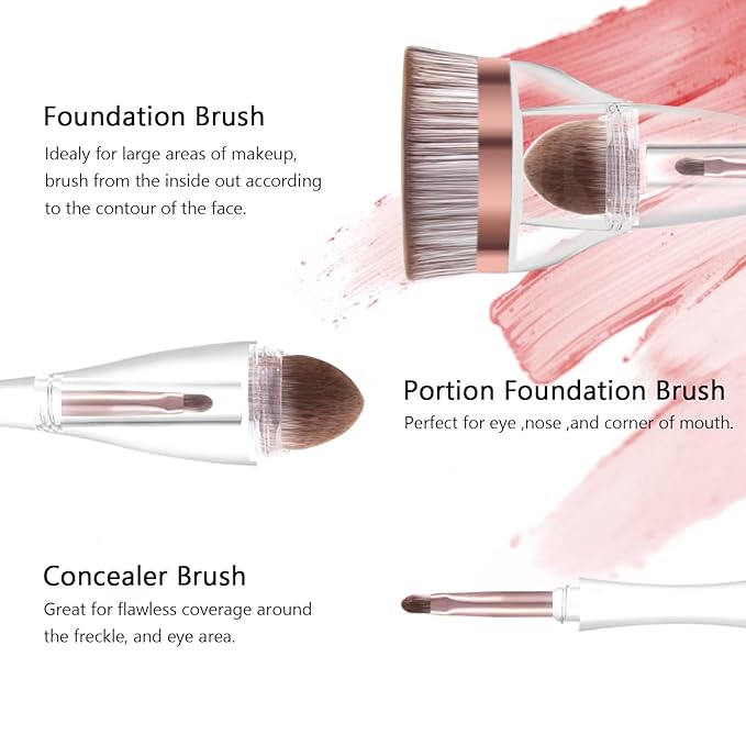 Makeup Brushes, Daubigny Perfect 3IN1 Makeup Brush for Face Blush Liquid Powder Foundation Brush for Blending Liquid, Cream or Flawless Powder Cosmetics with Great Gift Case-VeraVaultWomen