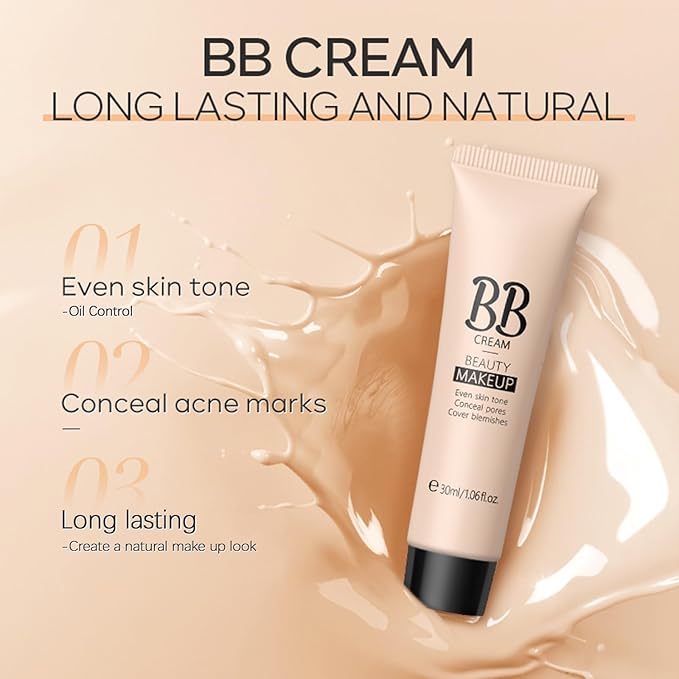 KWOLYKIM 2PCS Hydrating Makeup BB Cream, Tinted Moisturizer Face Makeup BB Cream Foundation Waterproof Concealer Brighten Color Correcting Cream Nude Makeup Long Lasting for All Skin(Deep)-VeraVaultWomen