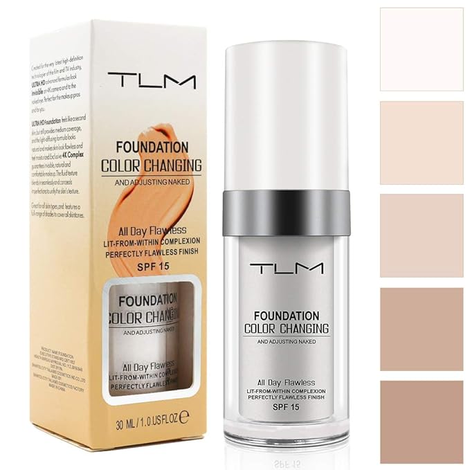 Color Changing Foundation, 2 Pack, Liquid, Moisturizing, Sunscreen, 30ml-VeraVaultWomen