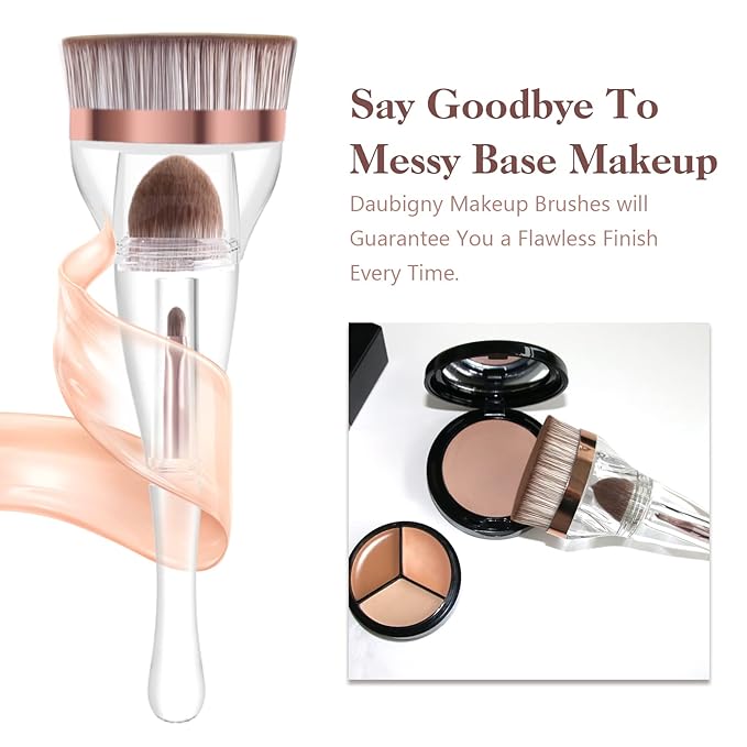 Makeup Brushes, Daubigny Perfect 3IN1 Makeup Brush for Face Blush Liquid Powder Foundation Brush for Blending Liquid, Cream or Flawless Powder Cosmetics with Great Gift Case-VeraVaultWomen